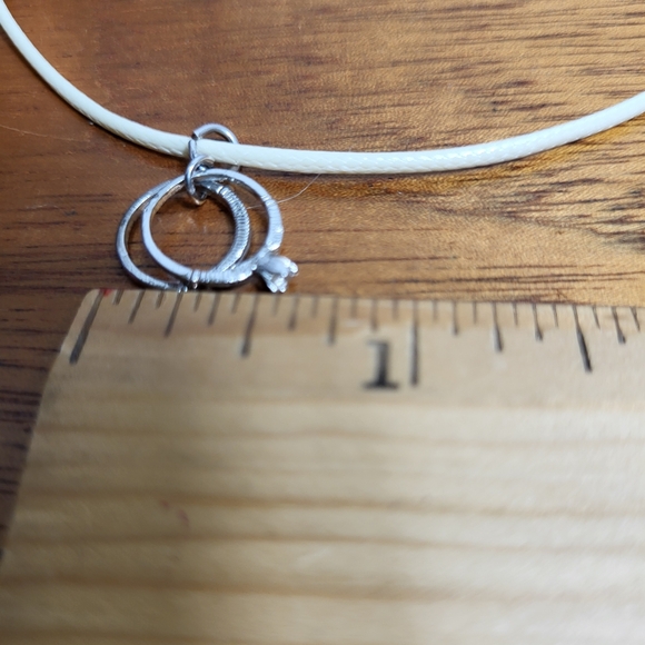 Vintage Silver Tone Engagement and Wedding Band Necklace Pendant Charm - Picture 16 of 16